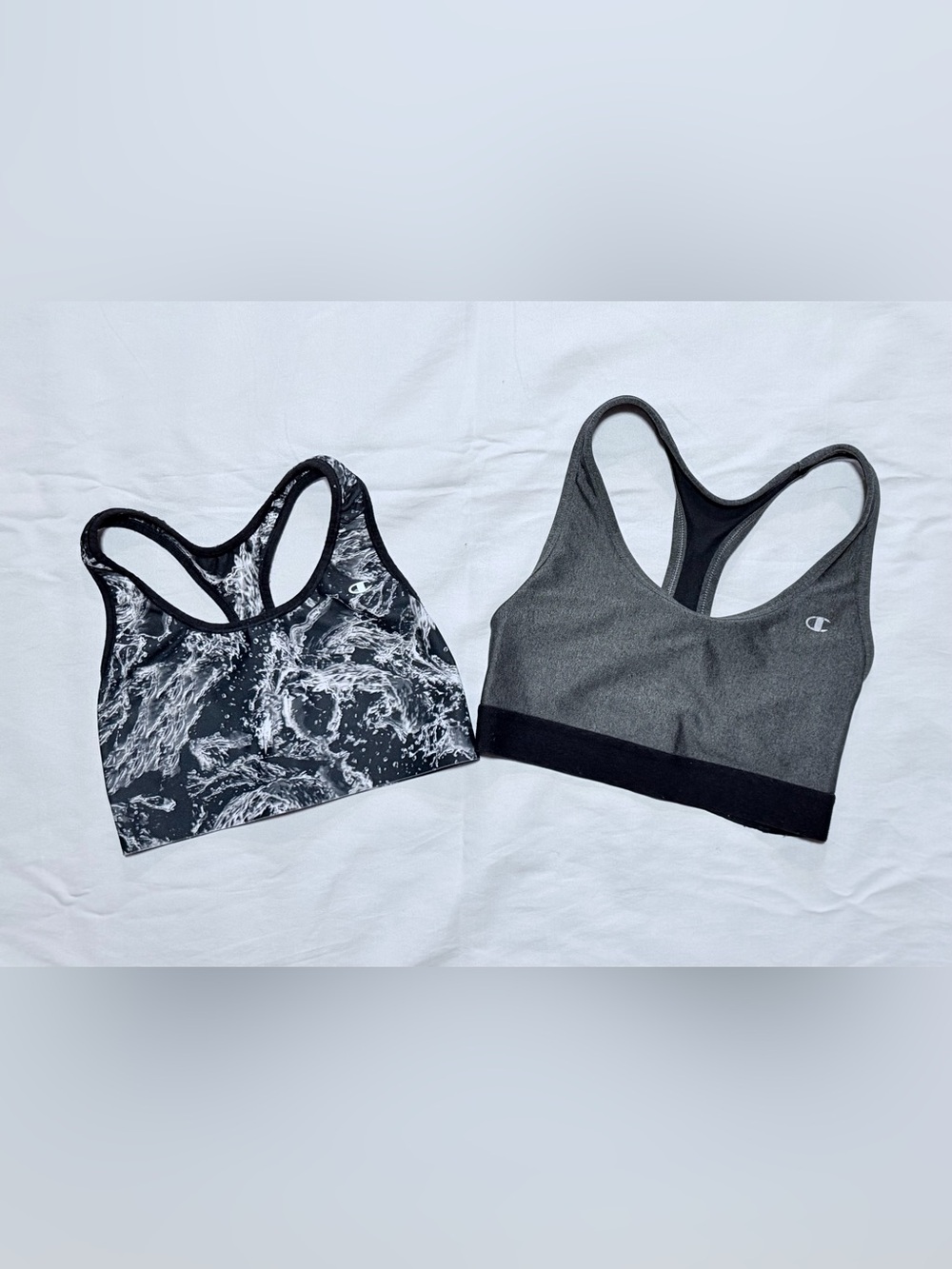 Bundle of 2 Champion Racerback Sports Bras Grey Black Size Small